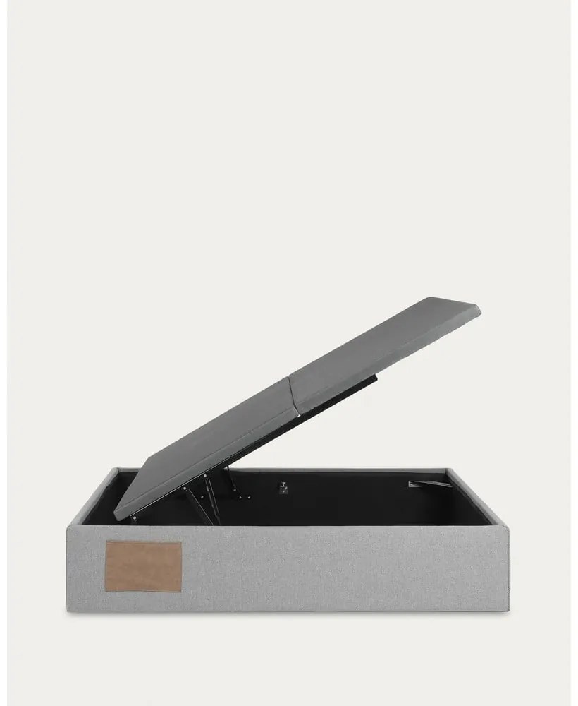 Szürke kárpitozott ágyneműtartós franciaágy 160x200 cm Matters – Kave Home