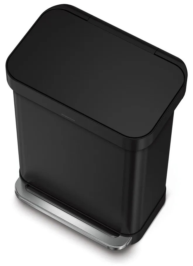 Matt fekete acél pedálos szemetes 55 l – simplehuman