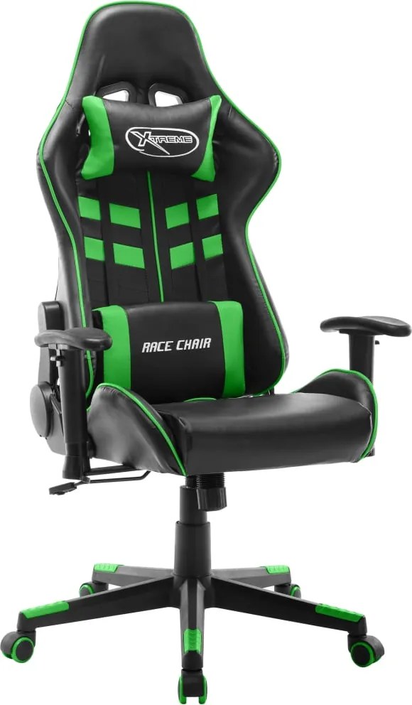 vidaXL fekete és zöld műbőr gamer szék