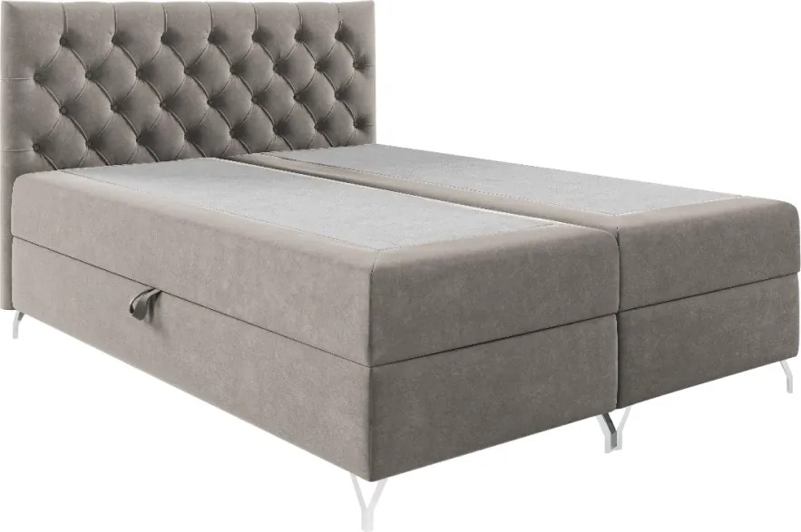 Boxspring ágy, 180x200, szürkésbézs Taupe Velvet szövet, GULIETTE + ajándék