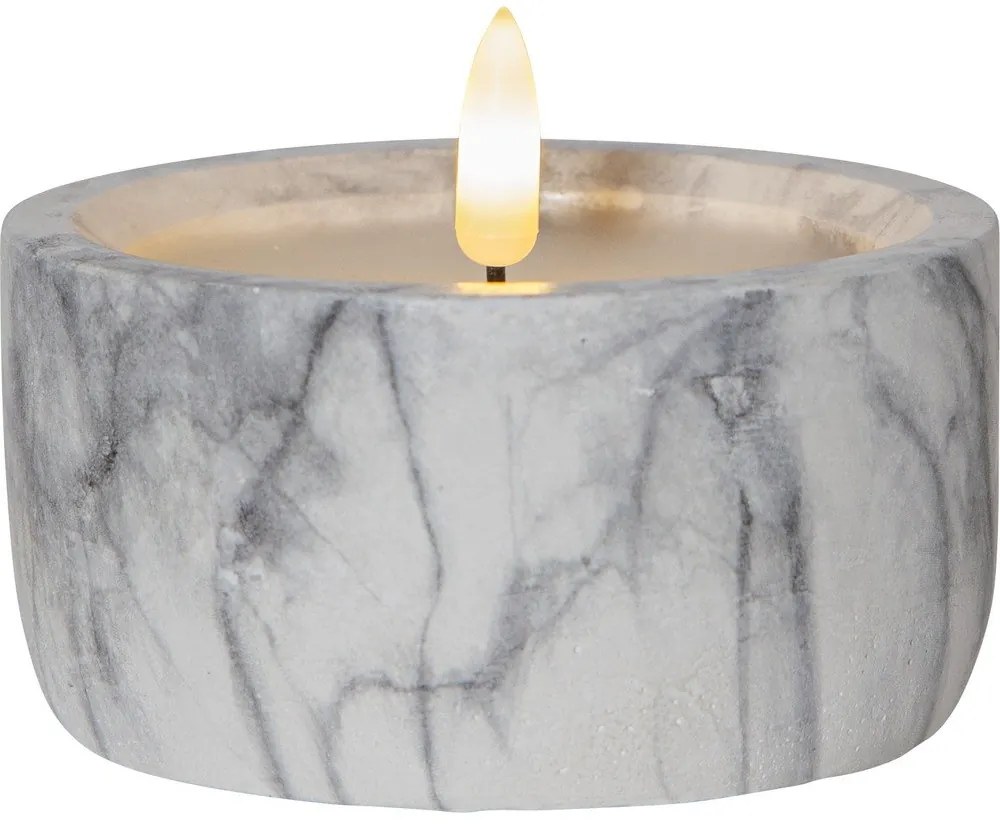 Flamme Marble szürke-fehér LED beton gyertya, magasság 7,5 cm - Star Trading