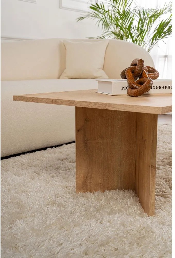 Natúr színű dohányzóasztal tölgyfa dekorral 60x119 cm Sabin – Kalune Design