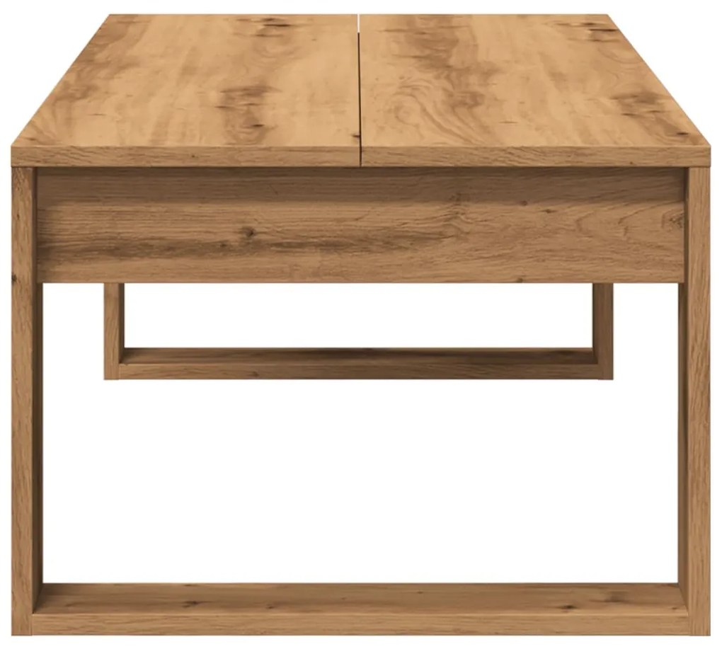 kézműves tölgy színű szerelt fa dohányzóasztal 102 x 50 x 35 cm