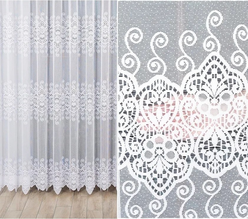 Jacquard mintás függöny 018495 magasság 250cm, fehér színben (méterenként)