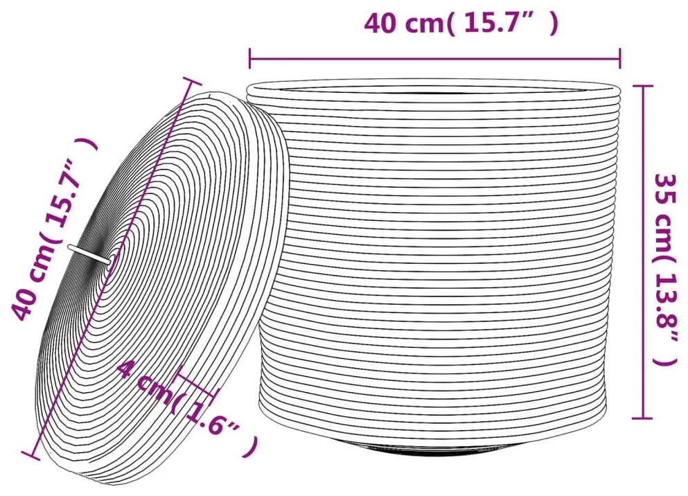 barna és fehér pamut tárolókosár fedéllel Ø40 x 35 cm