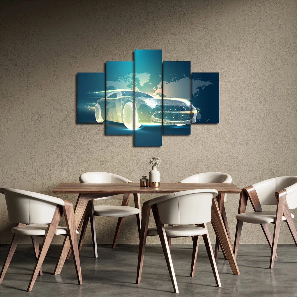 Geometriai formákból készült autó képe (150x105 cm)
