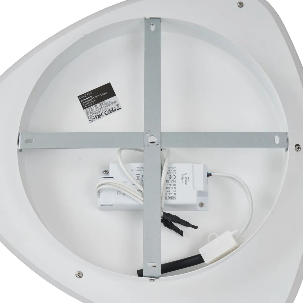 Design mennyezeti lámpa fehér, sötétszürke organikus formával, LED-del, dimmelhető - Taylor