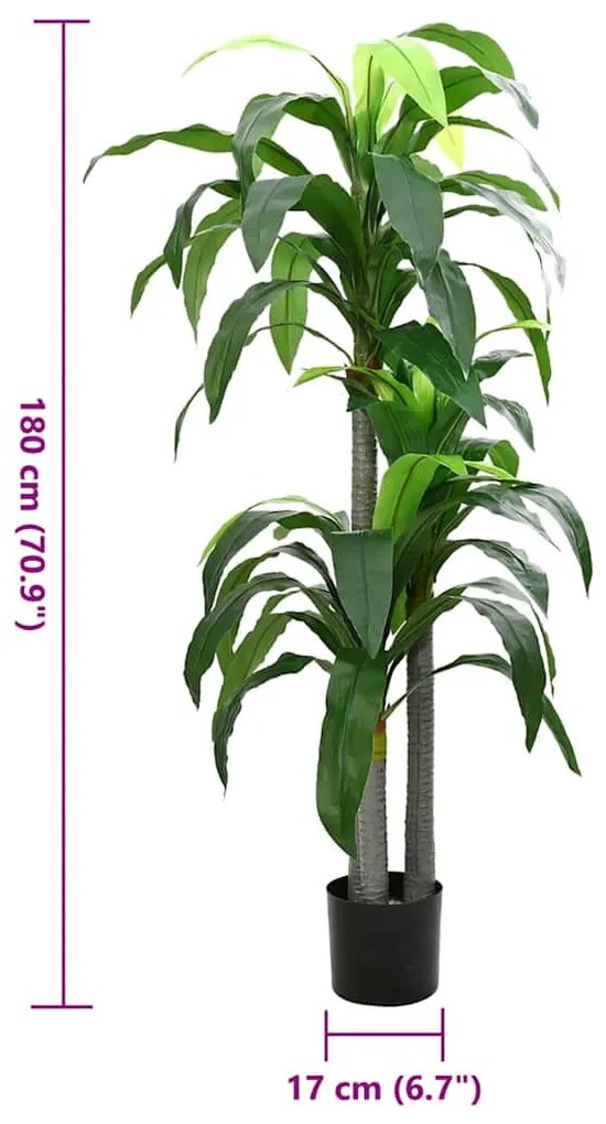vidaXL zöld mesterséges dracaena fa 36 levéllel 180 cm