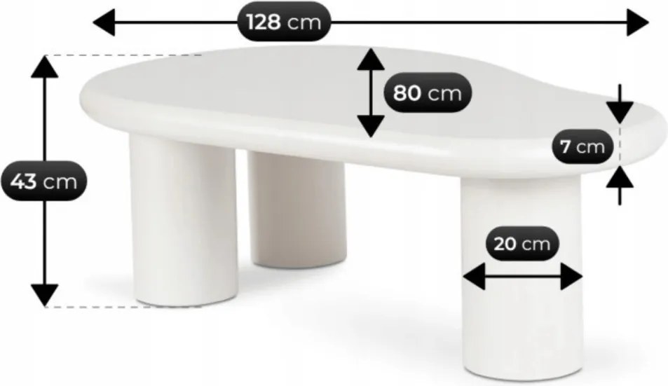 Dohányzóasztal EMILE fehér