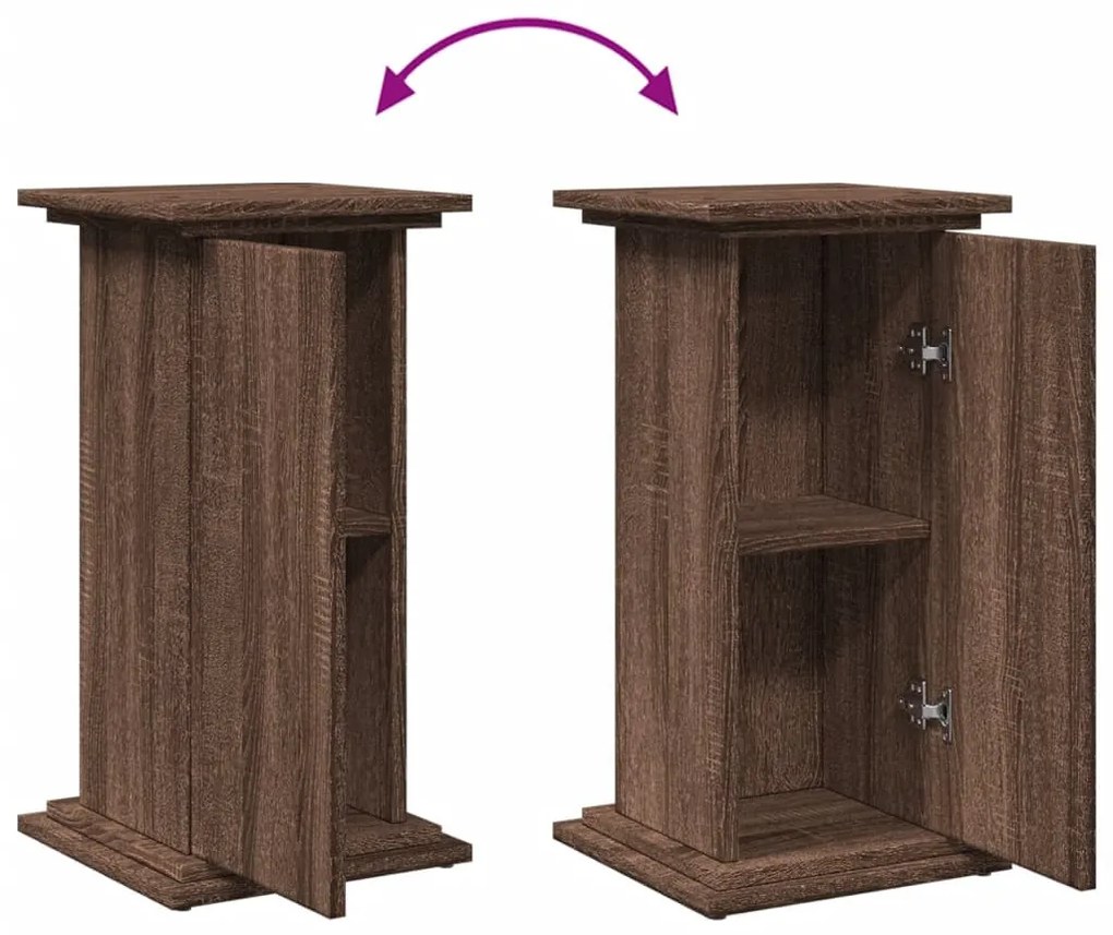 barna tölgy szerelt fa bemutatóállvány tárolóval 31x30x60 cm