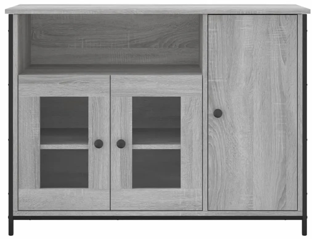 szürke sonoma színű szerelt fa tálalószekrény 100 x 35 x 75 cm
