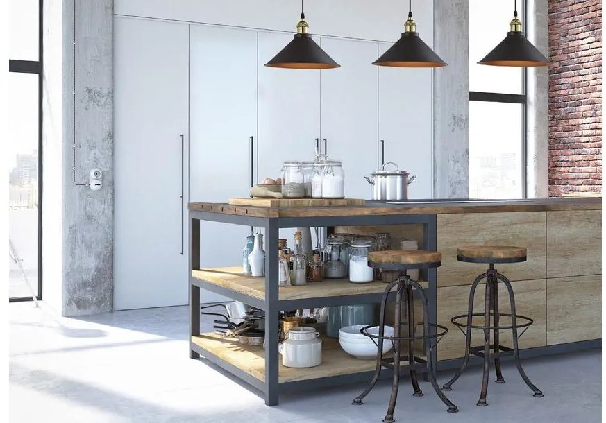 Lámpa Mennyezeti lámpatest MANI 2, 4076, AC220-240V, 50/60Hz, 1*E27, IP20, átmérő 30CM, egyes, fekete/arany