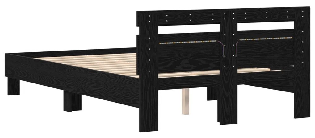 Tölgy ágykeret Fekete tölgy Szerelt fa 135 x 190 cm Tartós