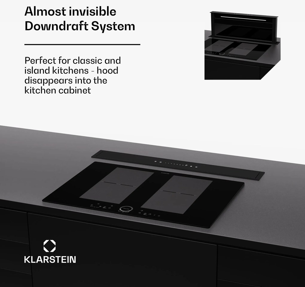 Klarstein Royal Flush Eco 75, páraelszívó, 75 cm, 650 m³/h, EEK A++, aktívszén szűrőkkel együtt