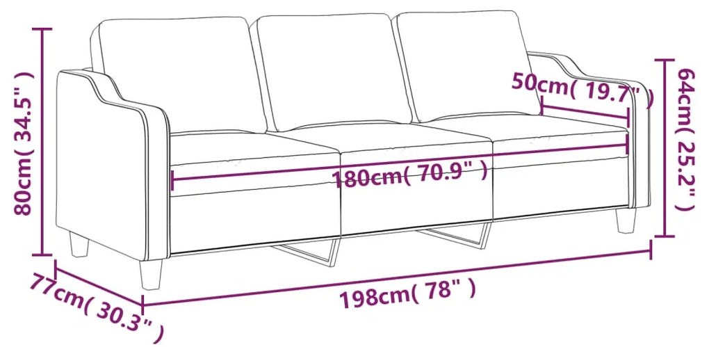 3 személyes sötétszürke szövet kanapé 180 cm