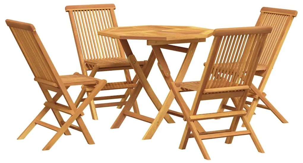 vidaXL 5 részes tömör tíkfa kerti étkezőgarnitúra