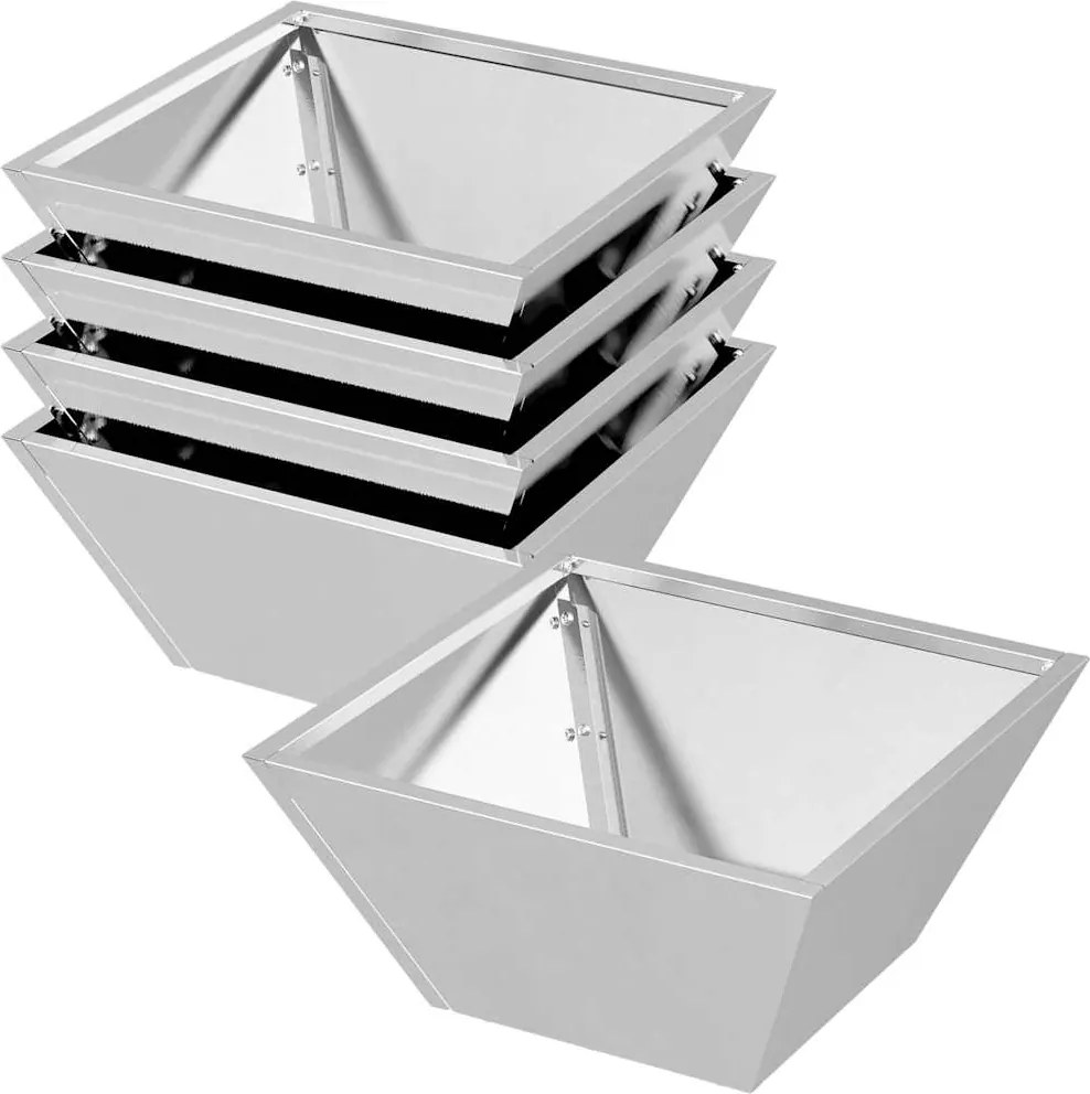 vidaXL Kerti cserép 5 pcs Ezüst 35 x 35 x 15 cm Rozsdamentes acél