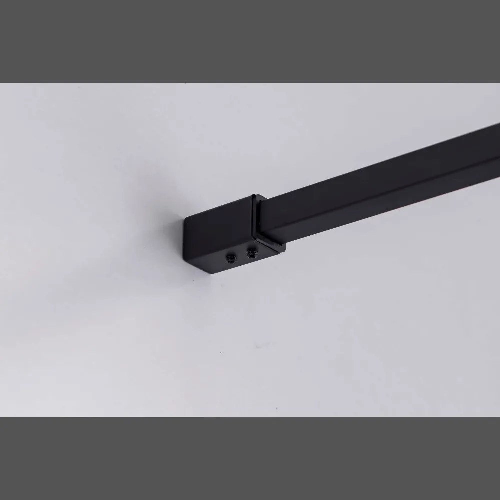 Stuxi Milano Black Walk-in zuhanyfal, 120x200 cm, 8 mm vastag vízlepergető biztonsági üveggel, fekete profillal és távtartóval