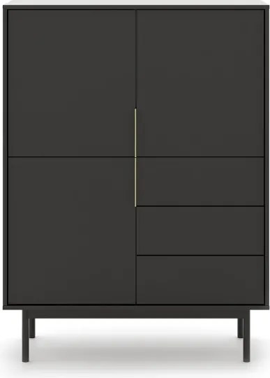 VIVA KOMODA WYSOKA VI04 3D3S CZARNY/N.CZARNE/U.ZŁ