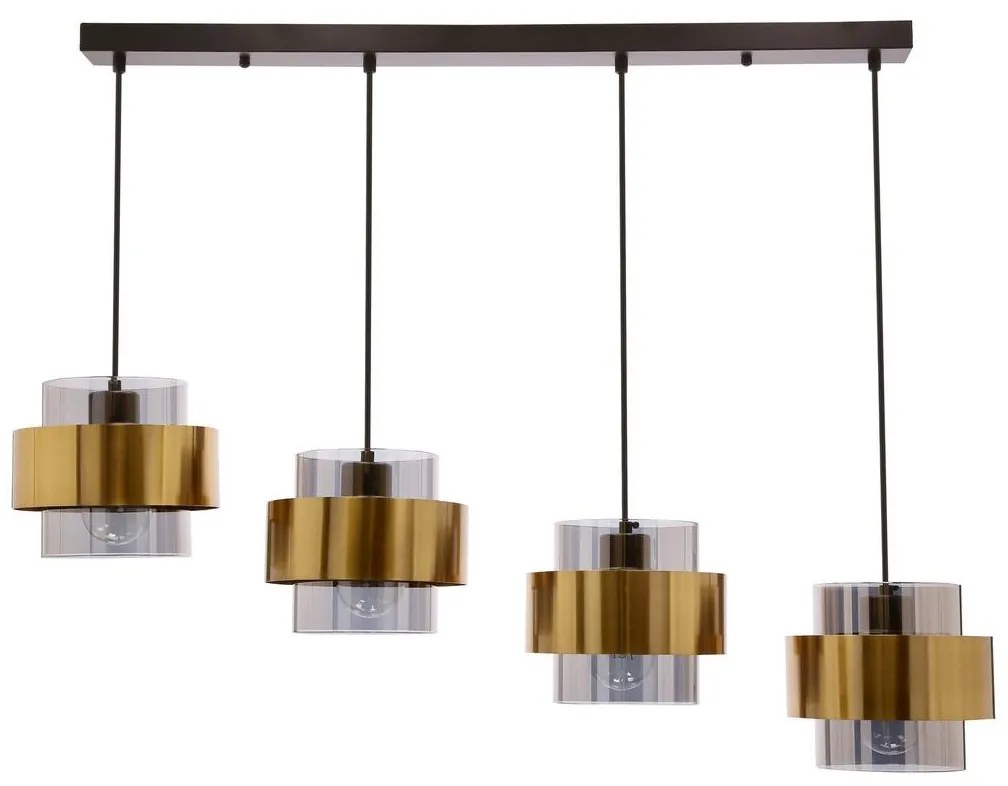 Candellux Csillár zsinóron SPIEGA 4xE27/60W/230V arany/fekete CA0900