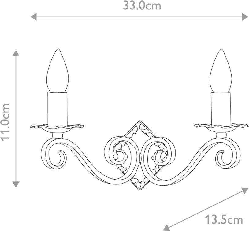 Elstead Lighting RECTORY RY2A-BLACK Fali lámpa 2x60W/E14