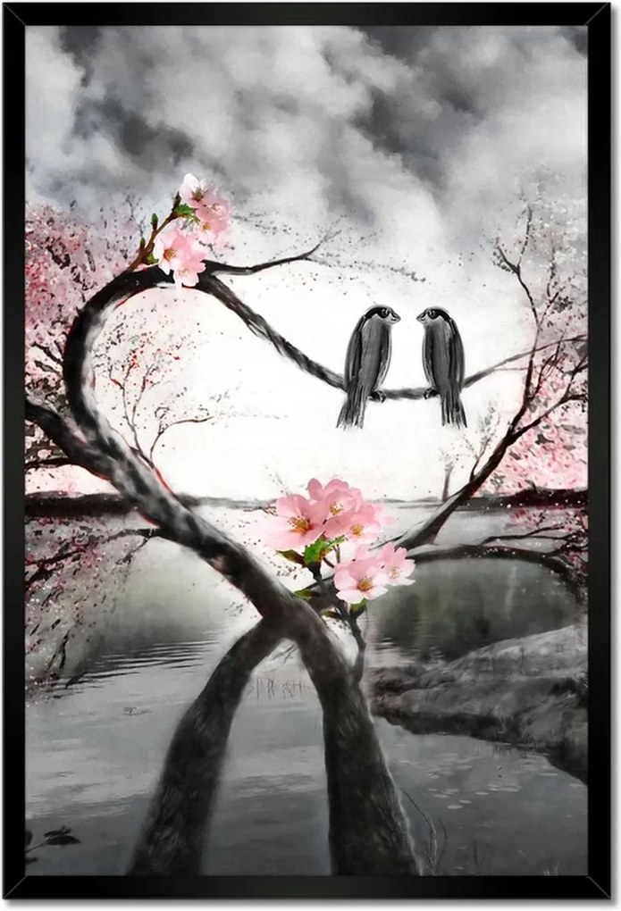 Poszterek keretben 40x60 Szerelmes találkozás Madarak