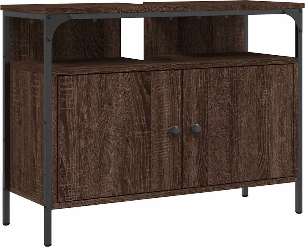vidaXL barna tölgy szerelt fa fürdőszobai mosdószekrény 80x30x60 cm