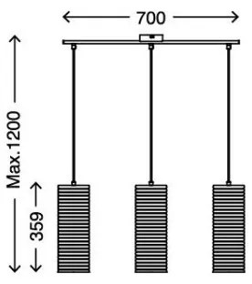 Briloner 4313-038 - Csillár zsinóron 3xE27/60W/230V