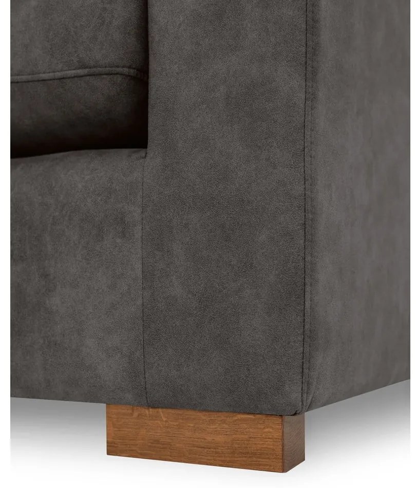 Antracitszürke bőrutánzat sarokkanapé (bal oldali) Hamburg – Scandic