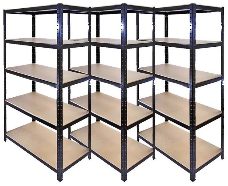 AKCIÓS CSOMAG, 3 DARAB SALGÓ POLC 2000x900x450 mm lakkozott 5-polc, teherbírás 875 kg - FEKETE