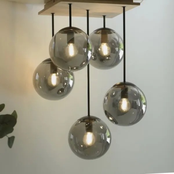 JUST LIGHT. 11395-79 - Csillár rúdon WIDOW 5xE14/25W/230V tölgy