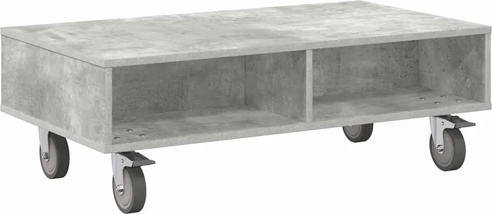 vidaXL Gördülékeny oldalasztal Beton Szürke 90 x 50 x 30 cm Faanyag