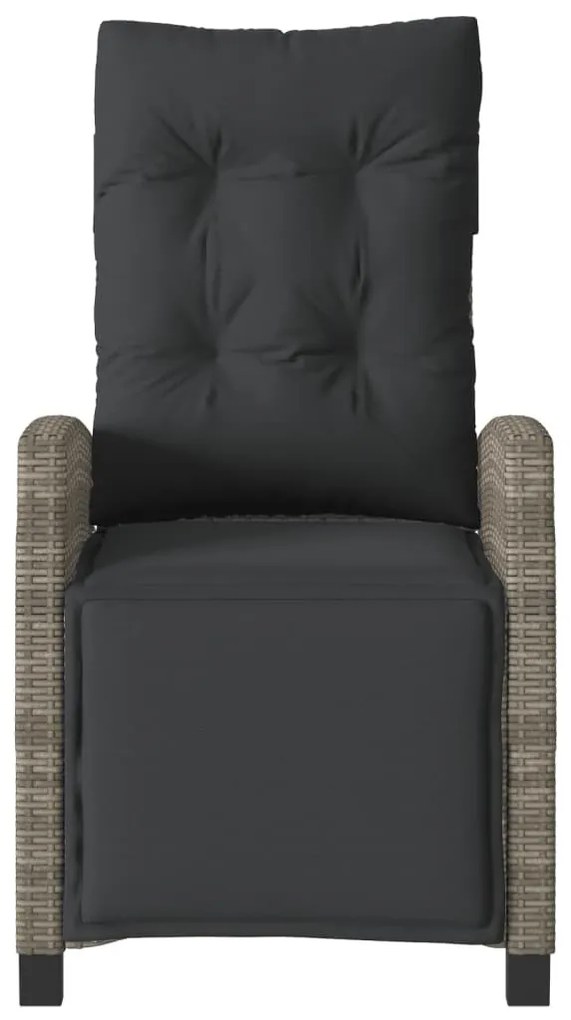 szürke polyrattan dönthető kerti szék lábtartóval