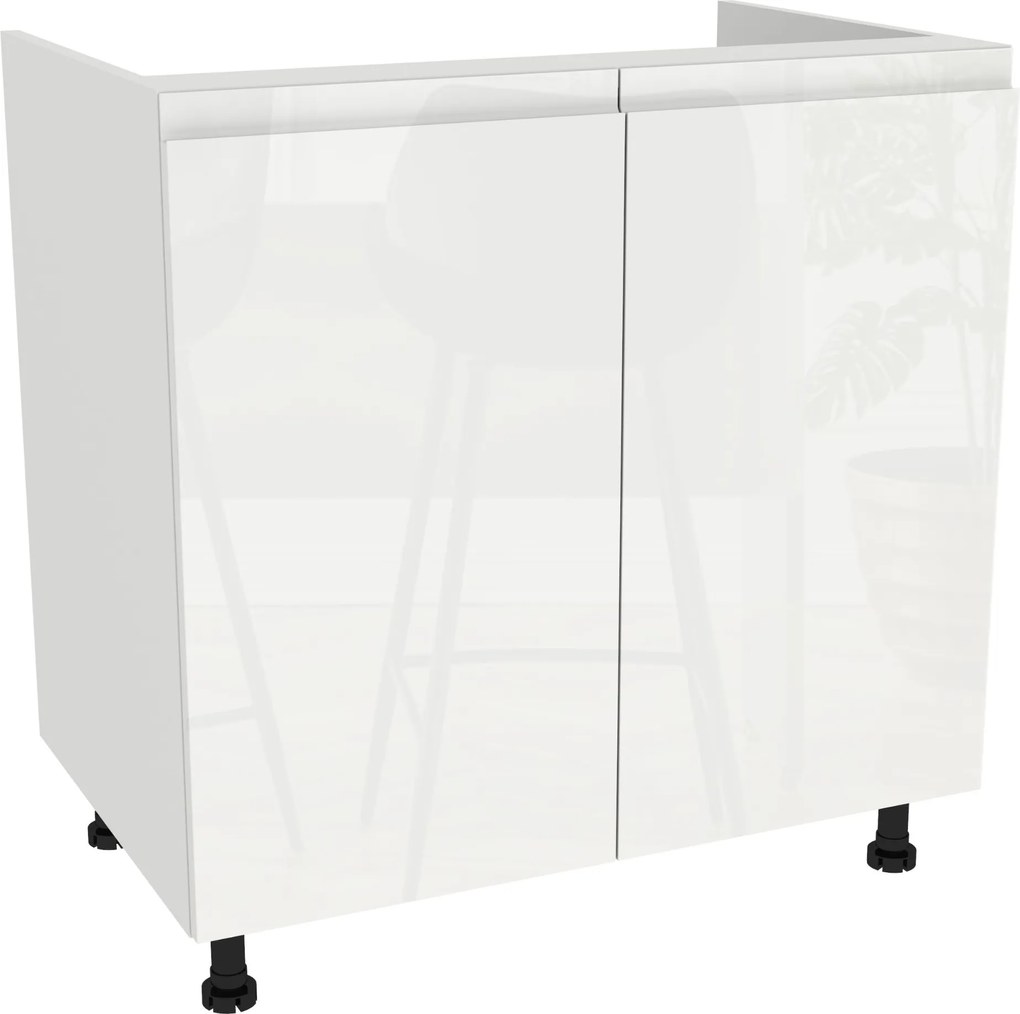 Alsó szekrény mosogató alá 80 Frezo Fehér front Fogantyú nélküli Fehér Akril Fényes