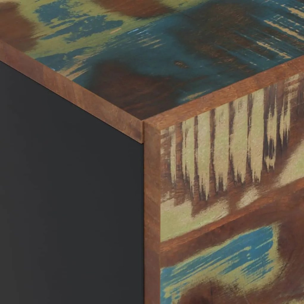 3 ajtós tömör újrahasznosított fa és vas szekrény 40x33x110 cm