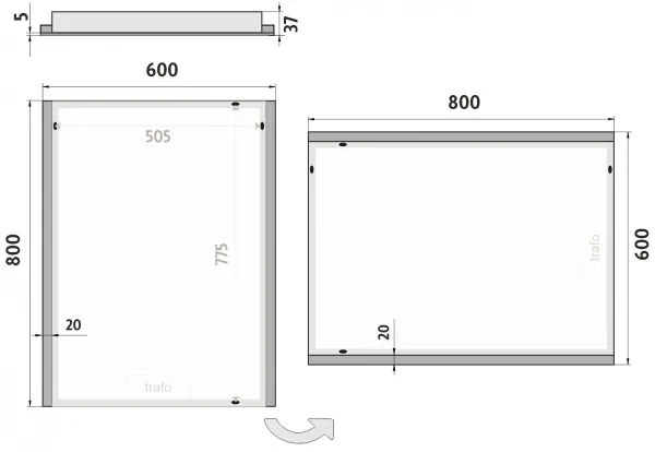 NIMCO ZP 11002 - LED háttérvilágítású fürdőszobai tükör 6500K 80x60 cm IP44