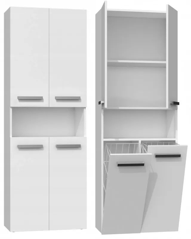 Aldabra 2K DK fürdőszoba szekrény, 60x174x30 cm, fehér