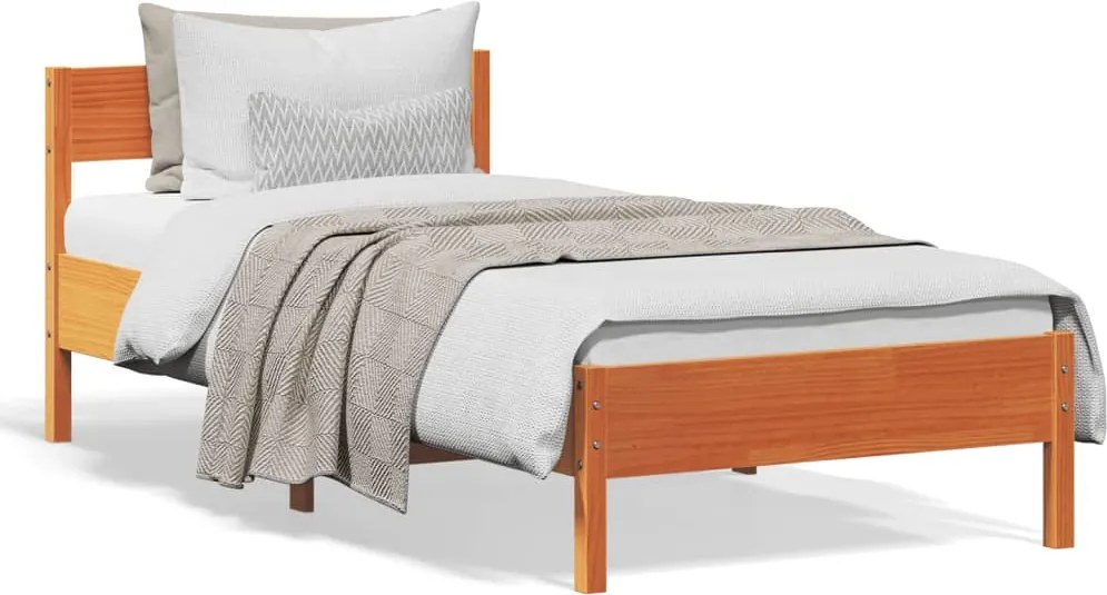 vidaXL viaszbarna tömör fenyőfa ágy matrac nélkül 100 x 200 cm