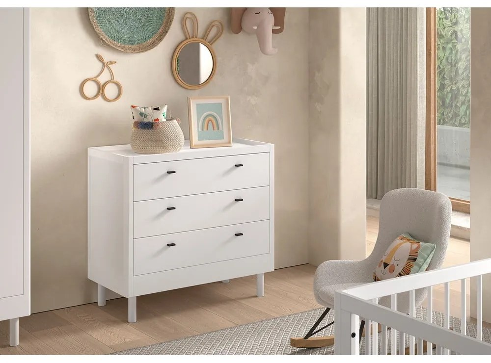 Fehér bükkfa gyerek komód 100x95x55 cm Forrest – Vipack