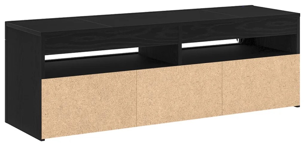 TV Szekrény LED világítással Fekete Tölgy 120x35x40 cm Szerelt Fa