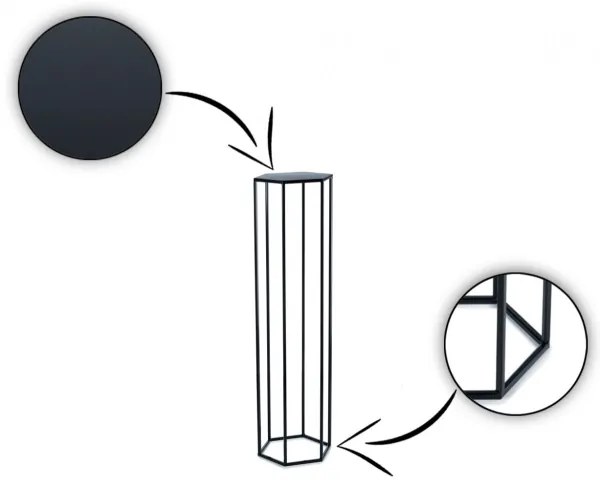 Virágállvány 100x24 cm fekete