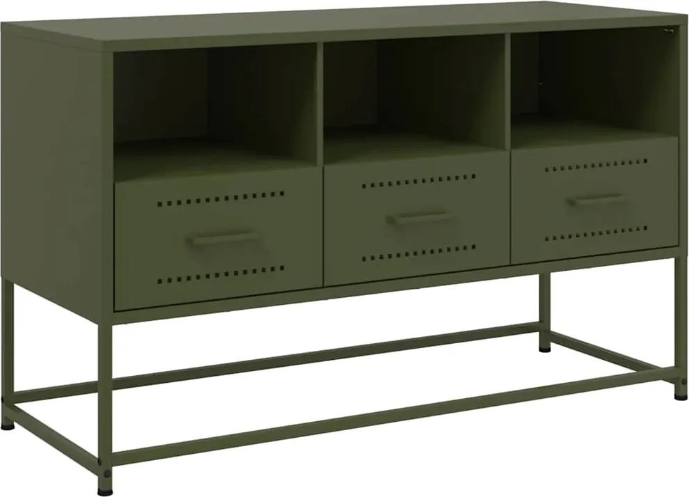 vidaXL olívazöld acél TV-szekrény 100,5x39x60,5 cm