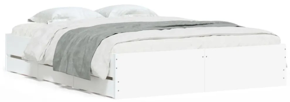 fehér szerelt fa ágykeret fiókokkal 140 x 190 cm