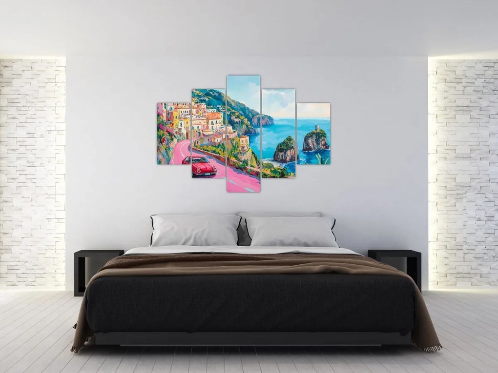 Kép - Rózsaszín part menti út (150x105 cm)