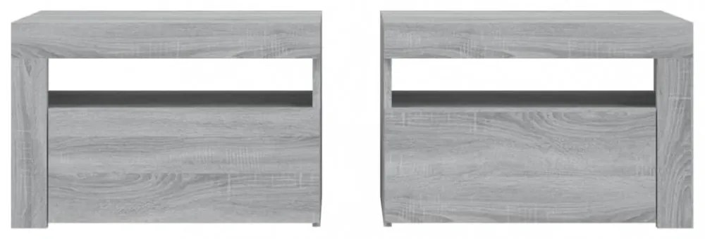 2 db szürke sonoma színű éjjeliszekrény LED-ekkel 60x35x40 cm