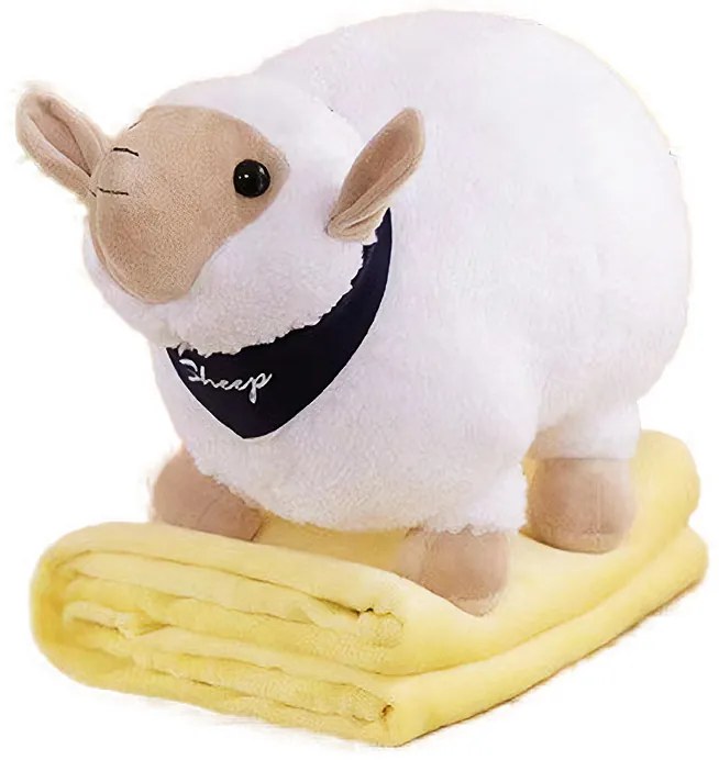 Plüss BÁRÁNY sárga babatakaróval belül