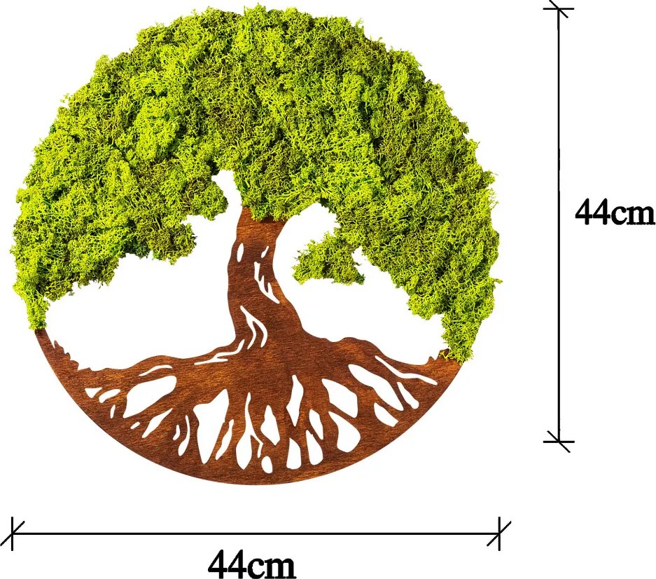 Fa és moha fali dekoráció, fa, 44cm