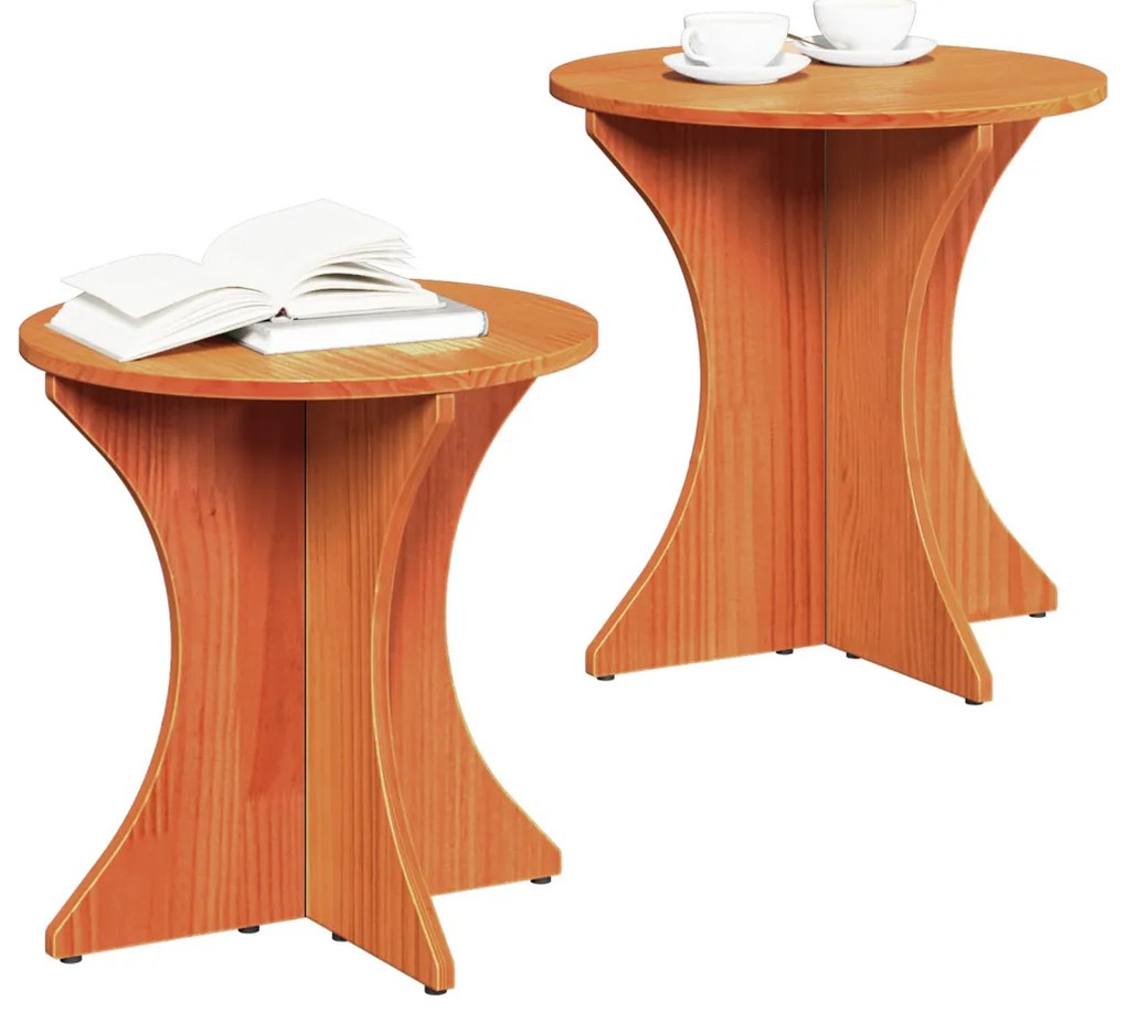 Dohányzóasztal 2 pcs Viaszbarna 46 x 46 x 47 cm Tömör fenyőfa