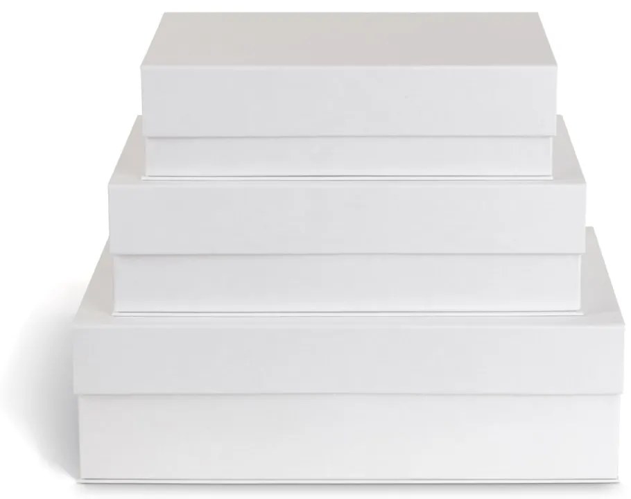 Fehér fedeles dekoratív karton tárolódoboz szett 3 db-os 42,5x29,5x13 cm Kian Paper Laminate – Bigso