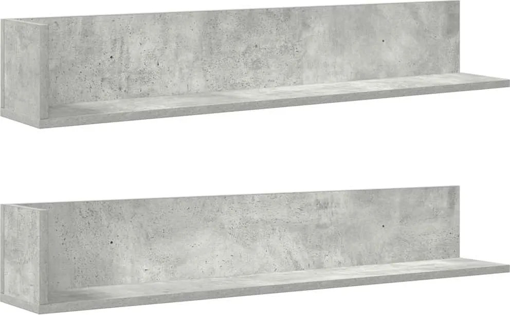 vidaXL 2 db betonszürke szerelt fa fali polc 100 x 16,5 x 16,5 cm